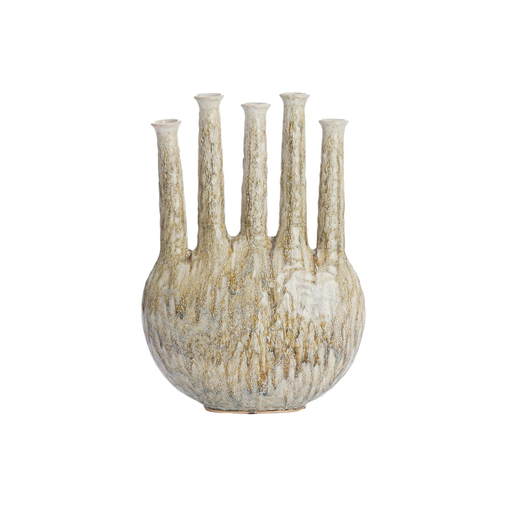 Vase décoratif en céramique à cinq tubes pour fleurs - 15 x 15 x 25