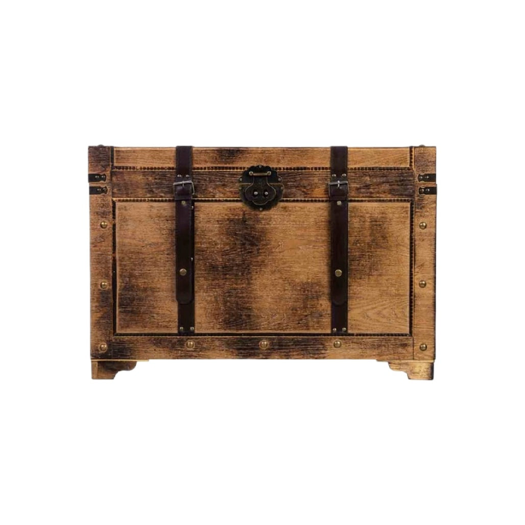 Coffre de rangement en bois avec fermoir en métal pour décoration intérieure - 60 x 30 x 35